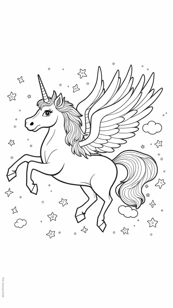 Pagas para colorear de Pegasus Unicornio